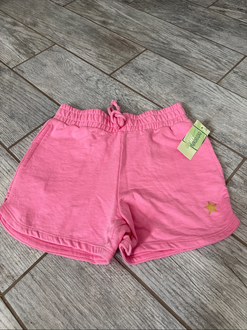 Girls' Pink Drawstring Knit Shorts with Gold Star Detail